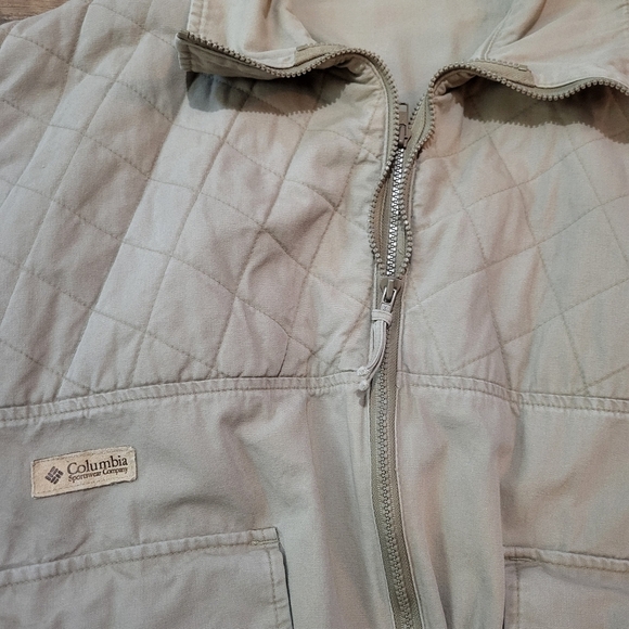 Vintage Columbia Beige Cargo Quilted-Print Baggy Double Zip-Up Jacket Size XXL - Picture 4 of 7